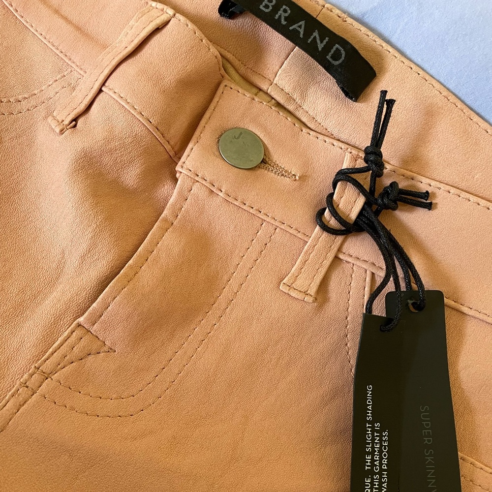 JBRAND SUPER SKINNY LIGHT PINK LEATHER PANTS